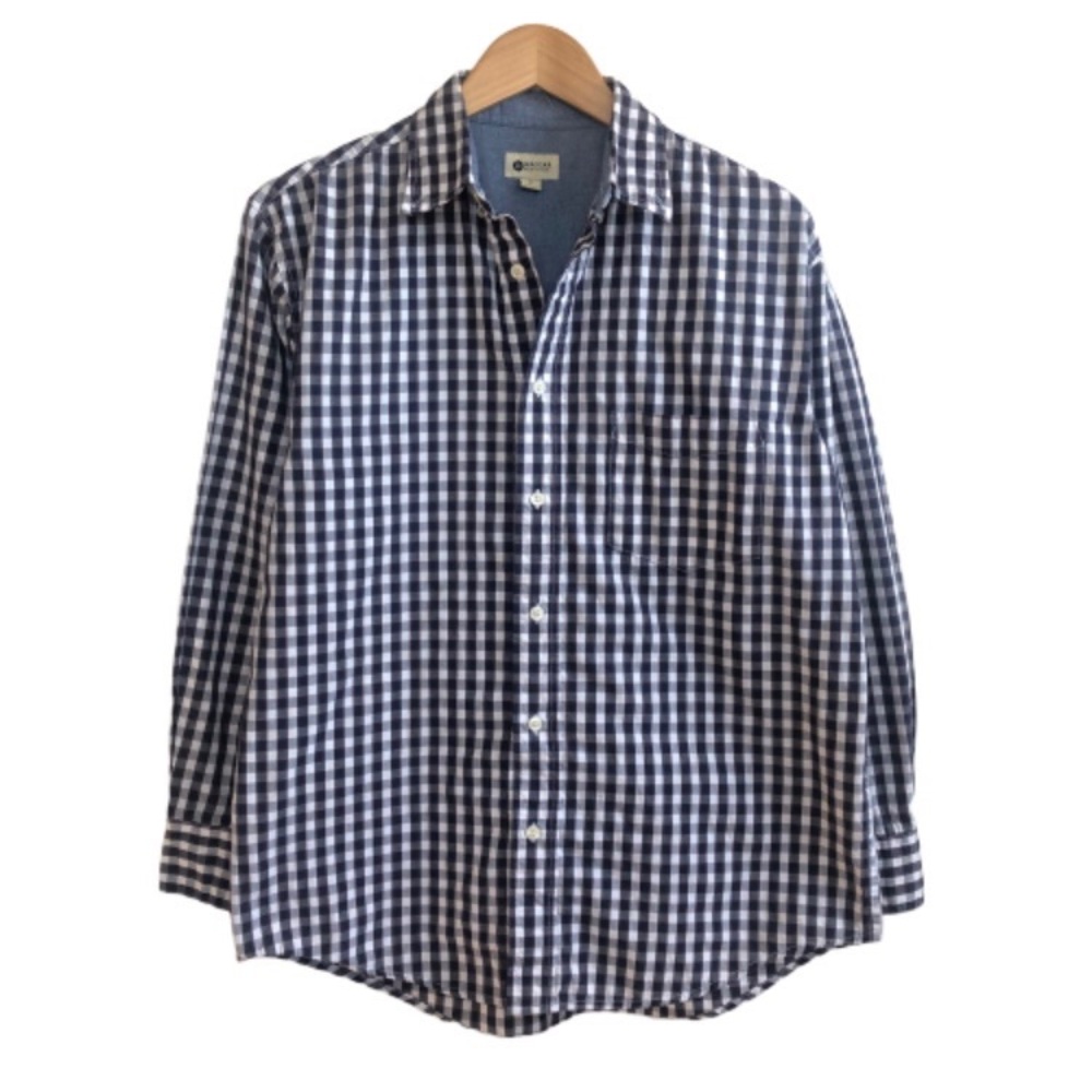 HAGGAR | Blue & White Plaid Button Front Shirt